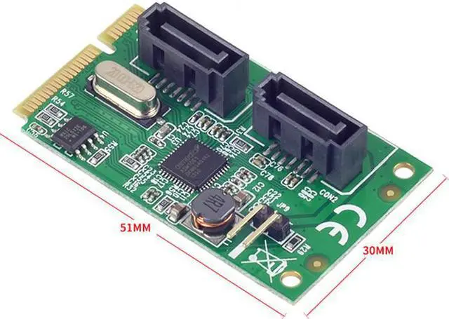 Alt view image 2 of 5 - Mini PCI-Express 2.0 ASM1061R Chipset SATA 6Gbps RAID Controller Card 2-port SATA 3.0 Support RAID0 RAID1 SPAN