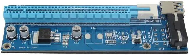 Main image of PCI-E PCI E Express 1x to 16x graphics Card Riser Card Adapter USB 3.0 Cable SATA to 4Pin IDE Molex Power Supply For BTC Miner