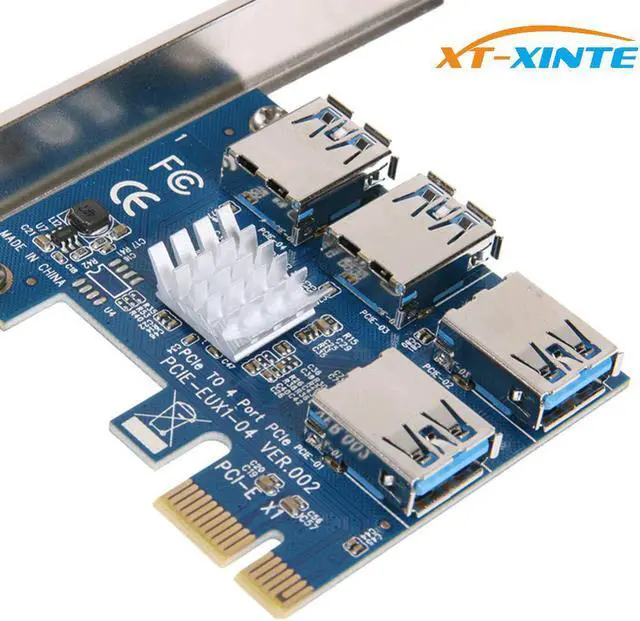 Main image of PCIe 1 to 4 PCI express 16X slots Riser Card PCI-E 1X to External 4 PCI-e Slot Adapter PCIe Multiplier Card for Bitcoin Miner