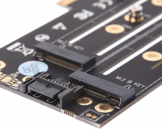 Alt view image 6 of 6 - Dual NGFF(M.2) SSD NVME (m Key) SATA (b Key) To PCI-e 3.0 x4 Host Controller Expansion Card With Heatsink For Desktop