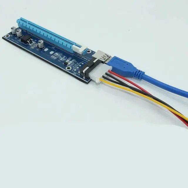 Alt view image 4 of 6 - PCI-E PCI E Express 1x to 16x graphics Card Riser Card Adapter USB 3.0 Cable SATA to 4Pin IDE Molex Power Supply For BTC Miner