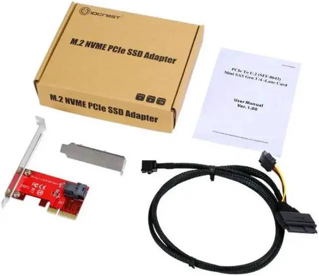 Alt view image 4 of 4 - PCIe to U.2 (SFF-8643) Gen 3 /4 -Lane Card with Mini-SAS (SFF-8643) to U.2 (SFF-8639) Cable for 2.5" NVMe SSD
