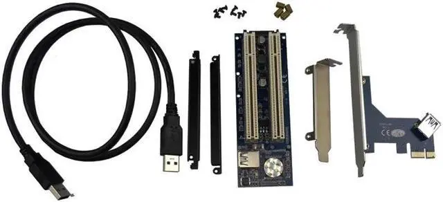 Alt view image 6 of 6 - PCIe x1 to 2 ports PCI slots Card Adapter for graphics card