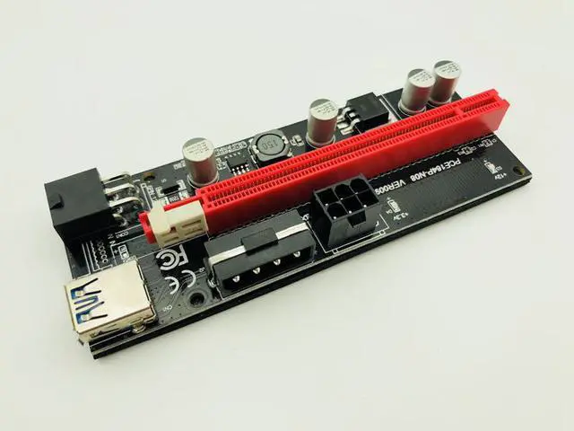 Alt view image 4 of 6 - Amify PCI Express PCIE PCI-E 009S Molex 6pin Power Supply Adapter SATA to USB 3.0 Cable 1x to 16X Riser Card for Miner Mining