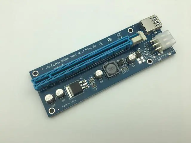 Alt view image 2 of 6 - Amify PCI-E PCI E Express 1X to 16X Riser Card +USB 3.0 Extender Cable SATA 15 Pin-6Pin Power Cable 60CM for Bitcoin Mining