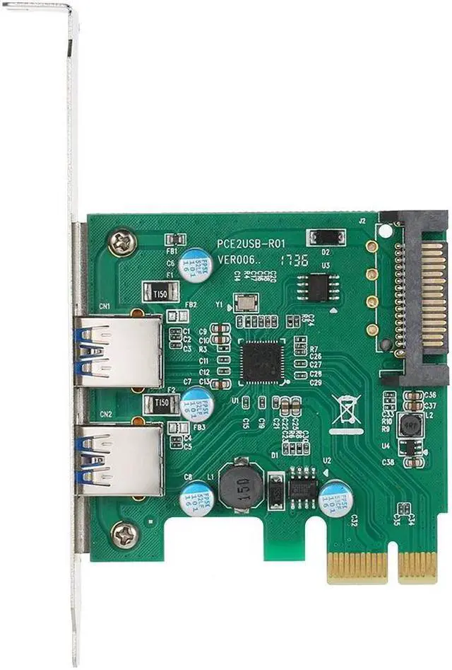 Alt view image 3 of 6 - Super Speed USB3.0 PCI-E Expansion Card Adapter External 2 Port USB 3.0 Hub PCI-E Card 4Pin Power Connector for PC Computer