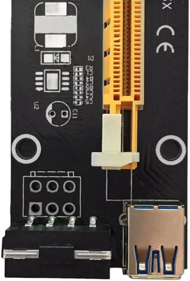 Alt view image 2 of 6 - PCI-E PCI Express 1X to 16X Riser Card USB 3.0 Cable SATA to 4Pin IDE Power Cord Molex Power for BTC Miner Machine