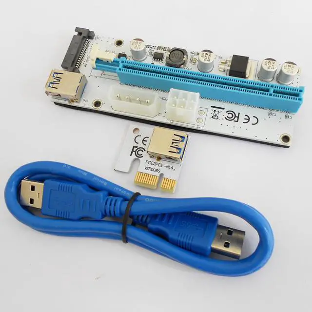 Main image of 3 in 1 VER008S PCI-E Riser Card 6pin 4pin SATA Riser 60cm pcie 1x to 16x PCI Express Slot for Antminer Bitcoin BTC Miner Mining