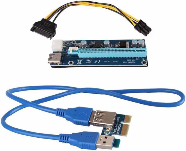 Alt view image 2 of 6 - Mining Graphics Card USB 3.0 PCI-E To PCIE Extender Riser Card 1X To 16X Cable With 6 Pin To SATA Power Supply Drop