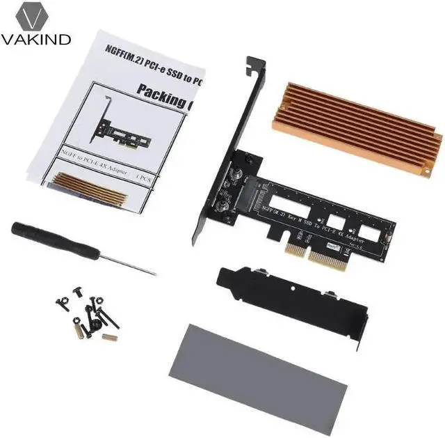 Alt view image 2 of 6 - NGFF M.2 key M SSD to PCI-E PCI Express 4X Adapter Card with Heatsink Heat Sink Computer Laptop Adapter Accessories Interconnect