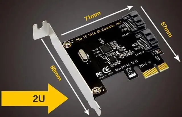 Alt view image 6 of 6 - PCIe PCI Express to SATA3.0 2-Port SATA III 6G Expansion Controller Card Adapter #L059#    hot