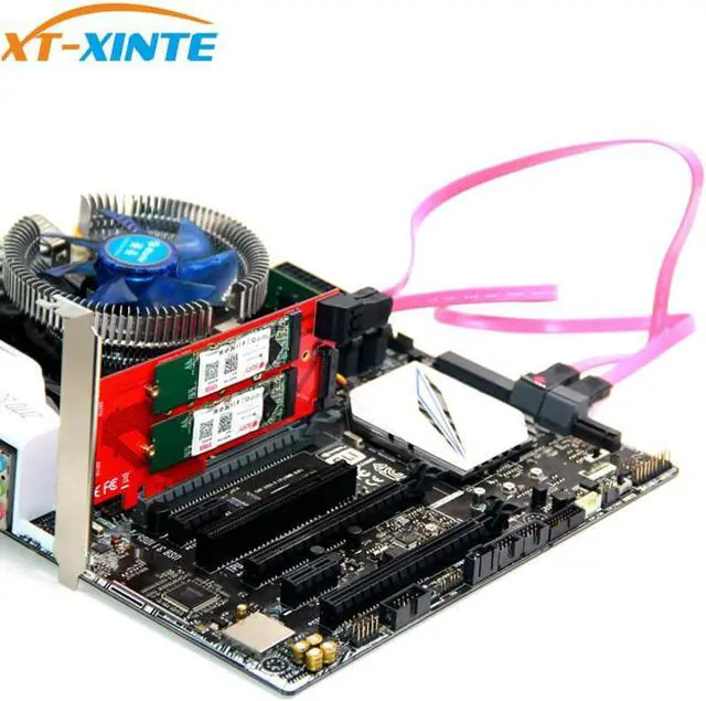 Alt view image 6 of 6 - 3 Interfaces M.2 NVMe SSD NGFF to PCIE X16 Riser Card M Key B KEY Interface Card Support PCI Express 3.0 4X M2 SATA