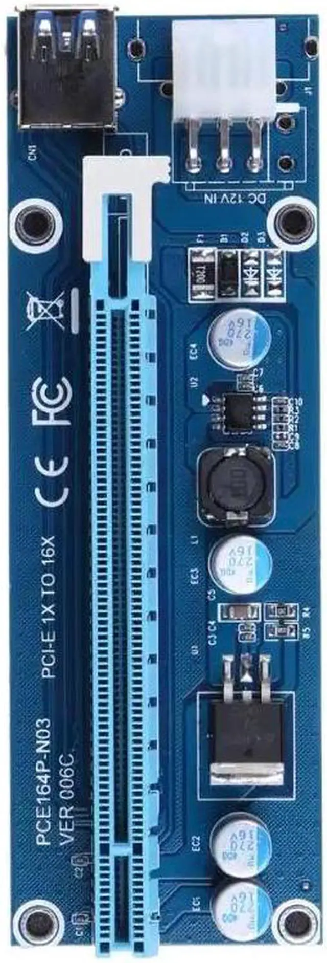 Alt view image 6 of 6 - Amify USB 3.0 Mini PCI-E to PCIe PCI Express 1x to 16x Extender Riser Raiser Card Adapter SATA 6Pin Power Cable for BTC Mining