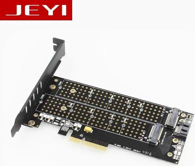 Alt view image 2 of 6 - JEYI SK6 Pro M.2 NVMe SSD NGFF TO PCIE X4 adapter M Key B Key dual interface card Suppor PCI Express 3.0 2230-22110 All Size m.2