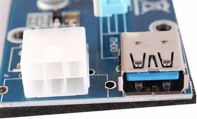 Alt view image 5 of 6 - Mining Graphics Card USB 3.0 PCI-E To PCIE Extender Riser Card 1X To 16X Cable With 6 Pin To SATA Power Supply Drop