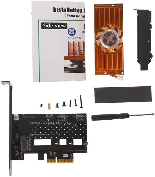 Main image of 1 Pc NGFF(M.2) NVME PCI-E SSD To PCI-E 3.0 4X Adapter Card + Cooling Fan For Desktop