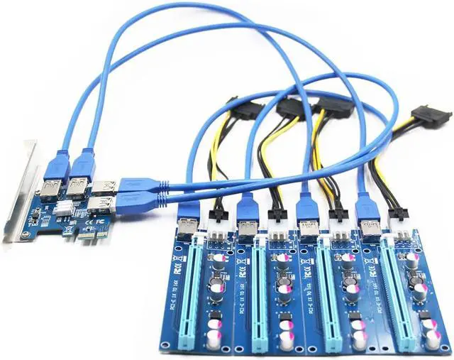 Alt view image 5 of 6 - USB 3.0 PCI E 1X to 4 PCI-E 16X Slots PCI-E Express Riser Card Extender ETH BTC 4 in 1 PCIe Riser Adapter Board for Mining Miner