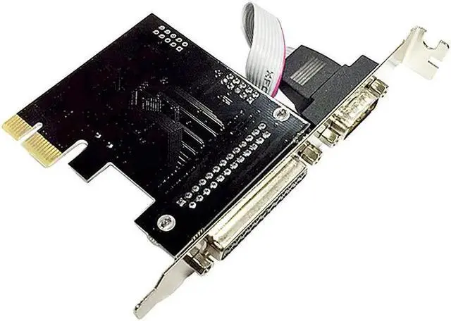 Alt view image 3 of 3 - Moschip PCI express 1 Serial and 1 parallel port Card RS232 Printer port PCIe PCI-e Riser Card