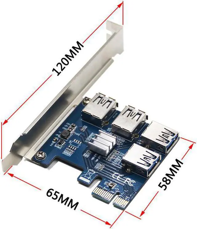 Alt view image 5 of 6 - Riser Card PCI-E USB 3.0 PCIe Port Multiplier Card PCI express PCIe 1 to 4 PCI-E to PCI-E for BTC Miner Mining Machine Devices