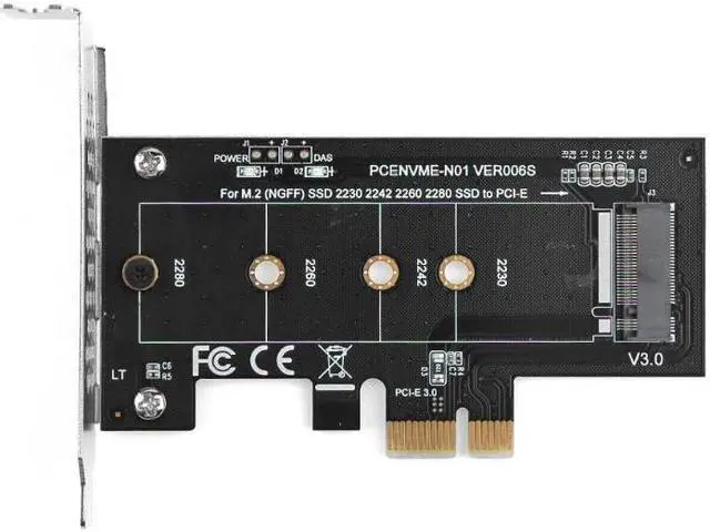 Alt view image 5 of 6 - PCI-E 3.0 x1 to M.2 SSD M Key Slot Converter Adapter and Low profile bracket for 2230,2242,2260,2280 NVME M.2 SSD add on cards