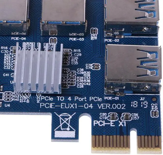 Alt view image 6 of 6 - Amify PCI-E 1X to 4 PCI-E 16X 4 USB 3.0 PCI-E Adapter Multiplier Card for BTC Mining