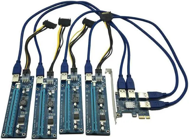 Main image of Hot Sale PCIE PCI-E PCI Express 1X to 16X Riser Card 1 to 4 USB3.0 Multiplier Hub Adapter For Bitcoin Mining Miner Mining Device