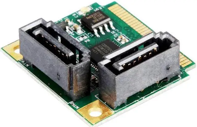 Alt view image 3 of 5 - 2 Ports SATA 6G Mini PCI-E PCI Express Card SATA III 3.0 Converter to Full Size Bracket SATA3.0