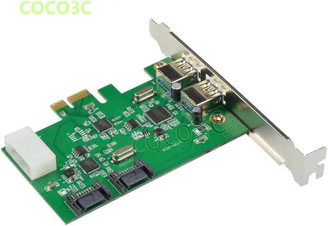 Alt view image 3 of 6 - Internal 2 Ports SATA 6Gbps + 2 USB 3.0 PCI Express Controller Combo Card PCIe to Dual USB3.0 SATA 3.0 Port Multiplier