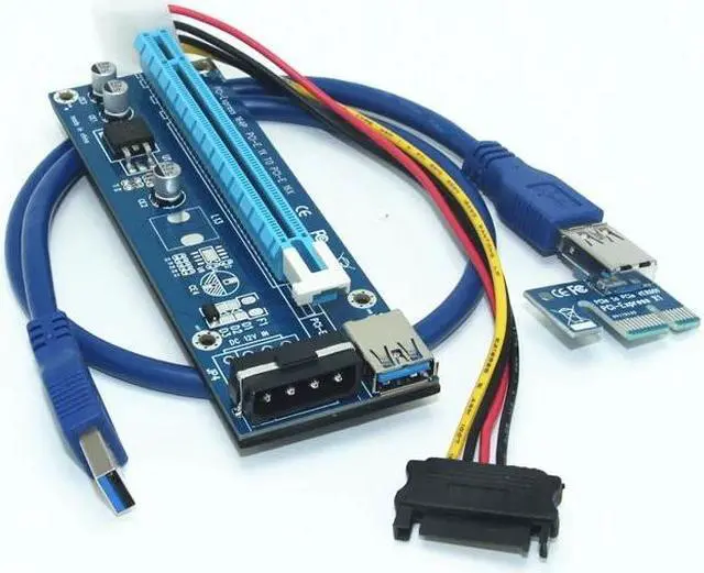Main image of Amify 60cm USB3.0 PCIe PCI-E Riser 1X to 16X Extender Riser Card Graphic Card Adapter with SATA 15Pin-4Pin Power Cable for BTC Miner