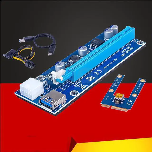 Main image of Mini PCI Express PCI-E Riser Card PCIe 1x to 16x Adapter with SATA 6pin Cable USB Riser For Bitcoin Miner BTC Machine Mining