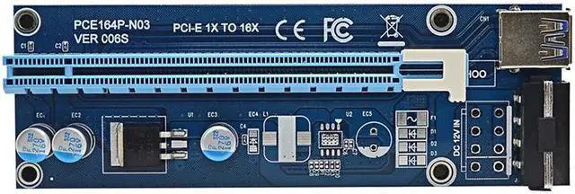 Alt view image 3 of 6 - Amify 0.6M PCIe PCI-E 1x to 16x PCI Express Riser Card + USB 3.0 Cable / SATA to 4Pin Molex Power Cord for BTC Miner Machine