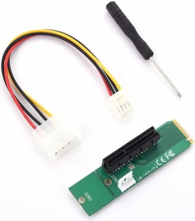 Alt view image 6 of 6 - PCI-E 4X to NGFF M.2 M Key PCI E Slot Adapter Female to Male Riser Card Adapter 4 Pin to Power Cable