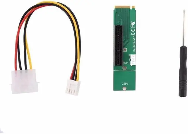 Alt view image 5 of 6 - PCI-E 4X to NGFF M.2 M Key PCI E Slot Adapter Female to Male Riser Card Adapter 4 Pin to Power Cable