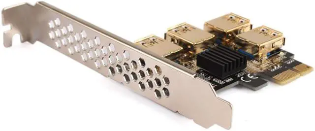 Alt view image 3 of 6 - Amify PCI-E PCI Express Riser Card 1x to 16x 1 to 4 USB 3.0 Slot Multiplier Hub Adapter For Bitcoin Mining Miner #269103