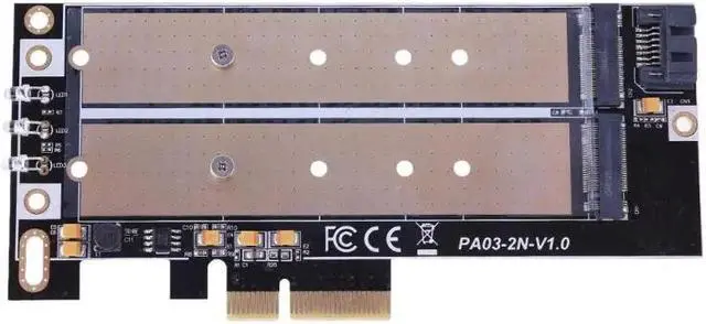 Alt view image 3 of 6 - M.2 NVMe SSD NGFF TO PCIE adapter B Key+M Key interface card with 7pin SATA Cable add on card for 2230-2280 Size m2 ssd
