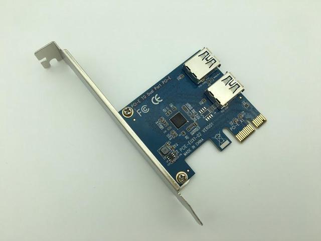 Alt view image 2 of 6 - PCI-E PCI Express 1x to 16x Slots Riser Card 1 to 2 Dual Port USB 3.0 Extender Convert Card HUB Adapter for Bitcoin Miner Mining