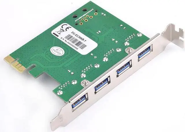 Alt view image 6 of 6 - Amify PCI express PCI-e 4 ports USB 3.0 expansion Card Solid capacitor Self restoring fuse Renesas Chip
