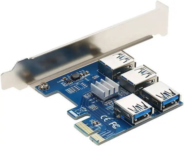 Alt view image 3 of 6 - USB 3.0 PCI E 1X to 4 PCI-E 16X Slots PCI-E Express Riser Card Extender ETH BTC 4 in 1 PCIe Riser Adapter Board for Mining Miner