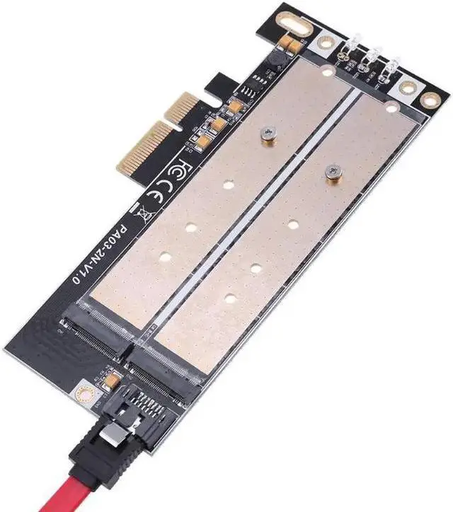 Alt view image 5 of 6 - M.2 NVMe SSD NGFF TO PCIE adapter B Key+M Key interface card with 7pin SATA Cable add on card for 2230-2280 Size m2 ssd