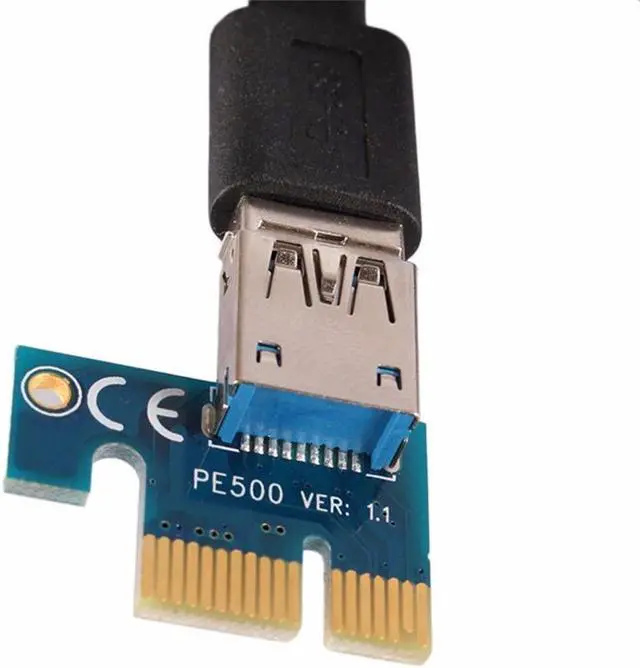 Alt view image 6 of 6 - Mining Graphics Card USB 3.0 PCI-E To PCIE Extender Riser Card 1X To 16X Cable With 6 Pin To SATA Power Supply Drop