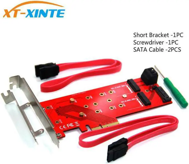 Alt view image 2 of 6 - 3 Interfaces M.2 NVMe SSD NGFF to PCIE X16 Riser Card M Key B KEY Interface Card Support PCI Express 3.0 4X M2 SATA