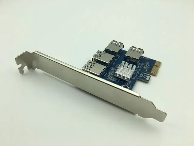 Alt view image 4 of 6 - Amify 60cm USB 3.0 PCIe Riser Card PCI-E Express 1x to 4 Port PCI-E 16x Extender Adapter SATA 15Pin-6Pin Power Cable for BTC Mining