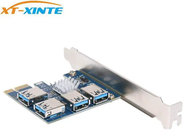 Alt view image 4 of 6 - PCIe 1 to 4 PCI express 16X slots Riser Card PCI-E 1X to External 4 PCI-e Slot Adapter PCIe Multiplier Card for Bitcoin Miner