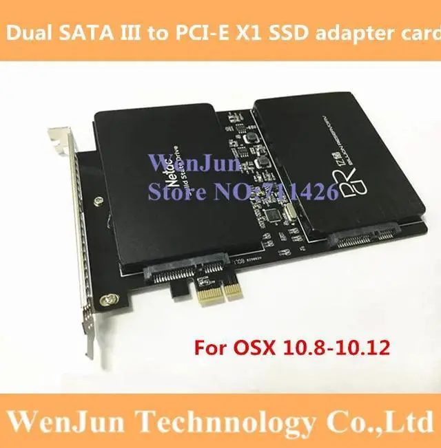 Main image of Dual SATA III port to PCI-E X1 SSD adapter card with Screws for Windows/ MACPRO/OSX 10.5-10.14/MP3.1-5.4/MACPRO 08-12