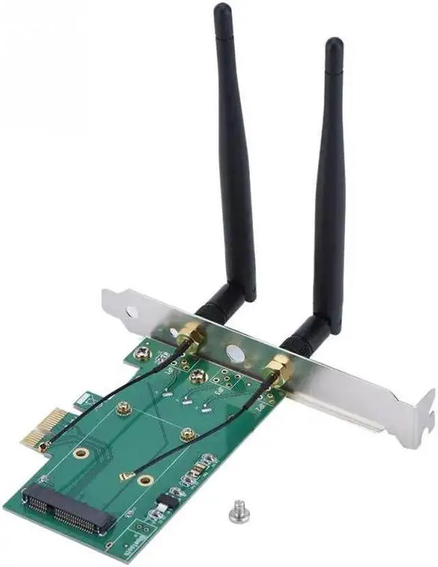 Alt view image 2 of 6 - Mini PCI-E to desktop PCI-E Adapter PC Wireless Network Card Full high 2 Antenna Card Plate