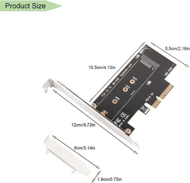 Alt view image 6 of 6 - M2 to M Key PCI-E X4 Card ECM21 M.2 PCIe to PCIe 3.0 x4 Adapter - Support M.2 PCIe 2280, 2260, 2242, 2230