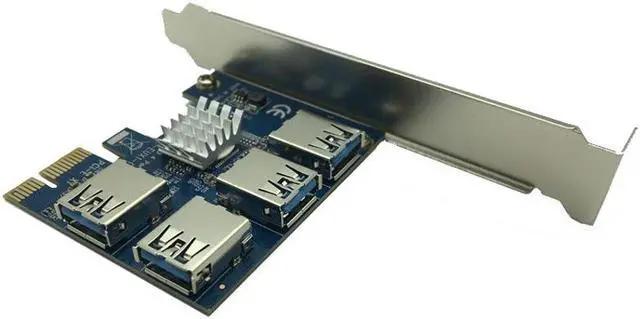 Alt view image 4 of 5 - Hot Sale PCIE PCI-E PCI Express 1X to 16X Riser Card 1 to 4 USB3.0 Multiplier Hub Adapter For Bitcoin Mining Miner Mining Device