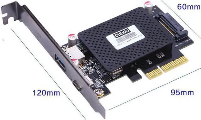 Alt view image 4 of 4 - 10Gb/s PCIe to USB 3.1 Type-C + Type-A expansion card network adapters card FOR desktop PC computer ASM1142 Chip Protection case