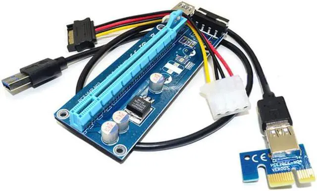 Alt view image 2 of 3 - Amify PCI-E PCI Riser Card 1x to 16x Mining Machine Extender Riser Card Board Adapter Power Cable 0.6m USB 3.0 Cables