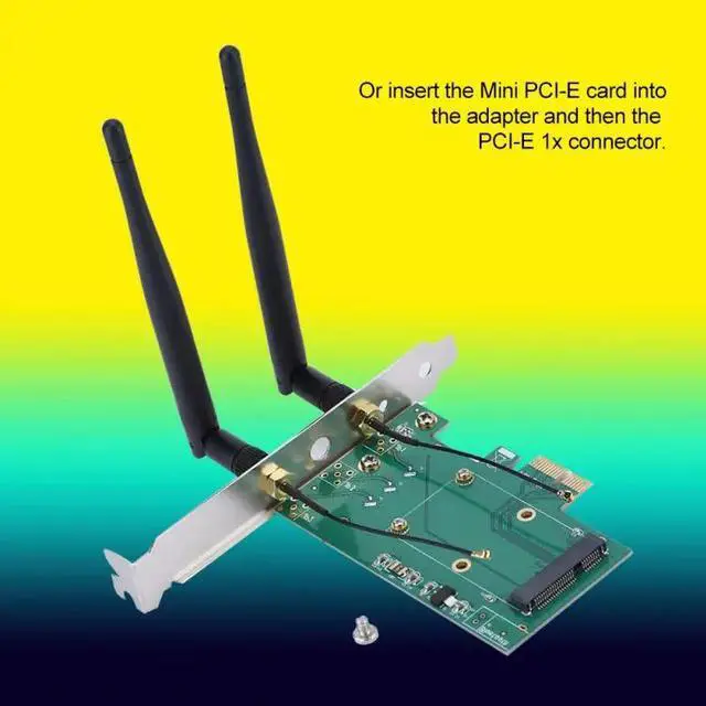 Alt view image 5 of 6 - Mini PCI-E to desktop PCI-E Adapter PC Wireless Network Card Full high 2 Antenna Card Plate